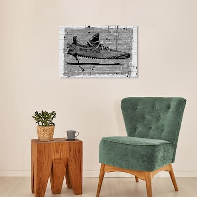 Wynwood Studio Fashion and Glam Brick Sneaker Black and Modern & Contemporary Wall Art Canvas Print