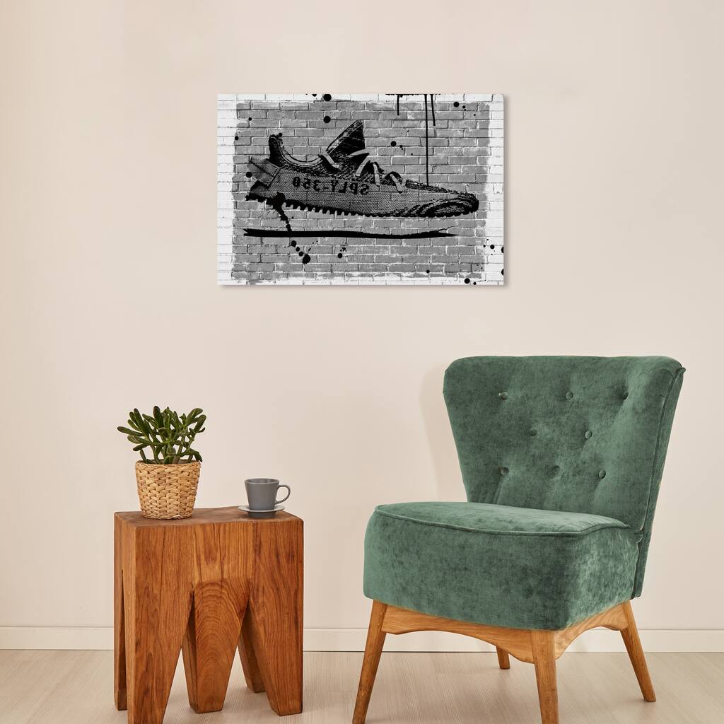 Wynwood Studio Fashion and Glam Brick Sneaker Black and Modern & Contemporary Wall Art Canvas Print