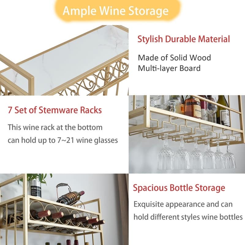 Wall Mounted Wine Rack - 32.76"D x 9.84"W x 21.65"H