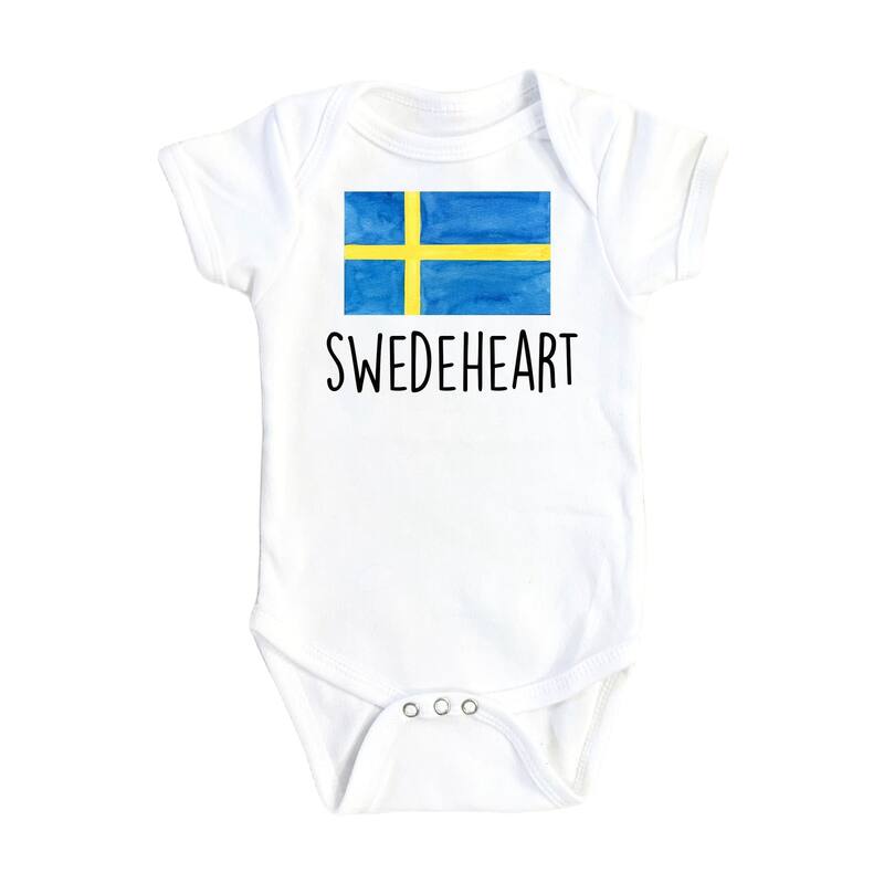 Sweden Heart - Baby Boy Girl Clothes Infant Bodysuit Funny Cute Newborn - Blue - 0-3M