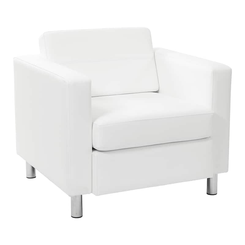 Pacific Arm Accent Chair with Chrome Legs - Snow