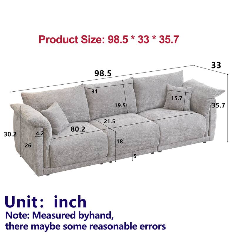 Homy Casa Plush 3-Piece Sofa with Soft Cushioning for Living Room