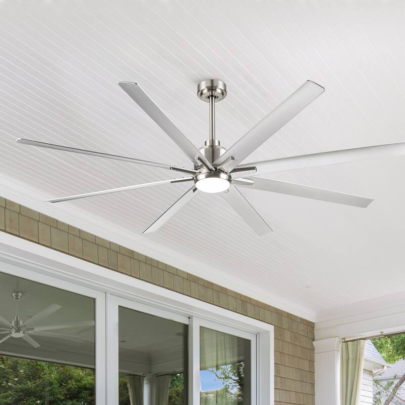 Smart 72" Integrated Led Ceiling Fan With Silver Blades In Brushed Nickel Finish - Silver