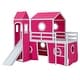 preview thumbnail 34 of 57, House Low Loft Bed with Slide & Tent Solid Wood Kids Loft Bed Frame with Tower and Ladders for Kids Teens Boys & Girls