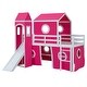 preview thumbnail 6 of 27, Playhouse Twin Size Loft Bed with Slide Pink Tent and Tower