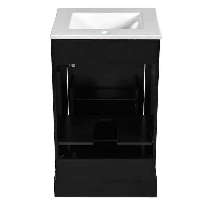 20-Inch Bathroom Vanity with Ceramic Sink, Soft Close Door, Adjustable Shelf, and Door-Mounted Storage Rack