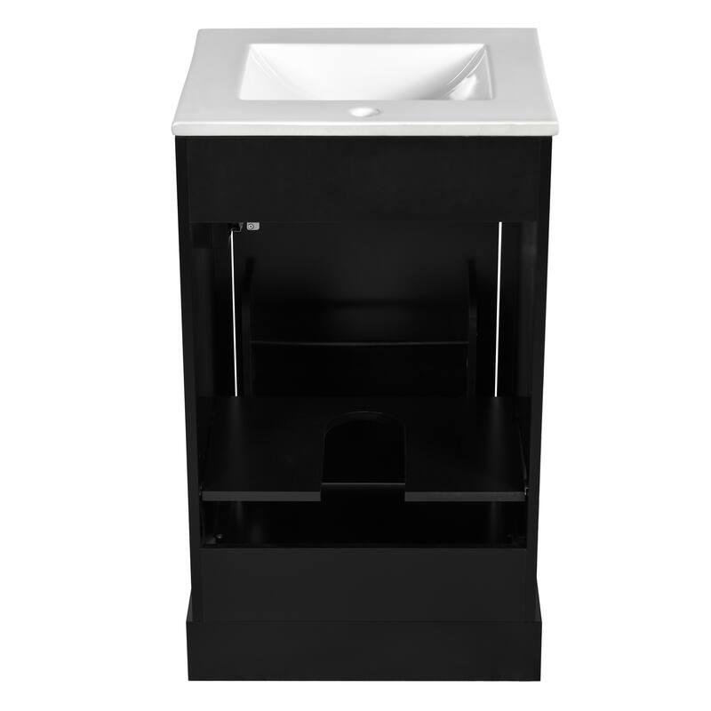 GDFStudio - Lisa 20" Bathroom Vanity with Ceramic Sink, Soft-Close Door & Storage Rack