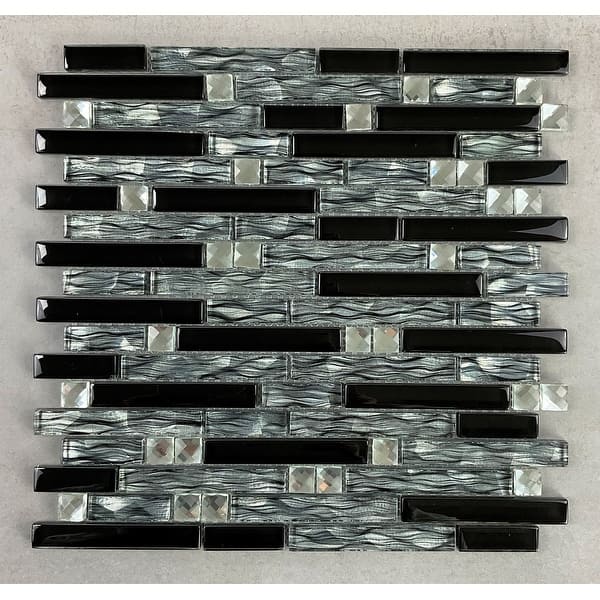 slide 2 of 5, Random Sized Glass and Metal Linear Mosaic Wall Tile - Case (10 Sheets)