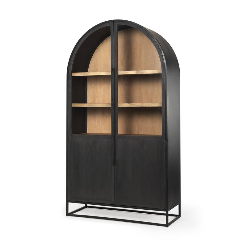 Sloan Black/ Dark Brown Arched Display Dining Cabinet