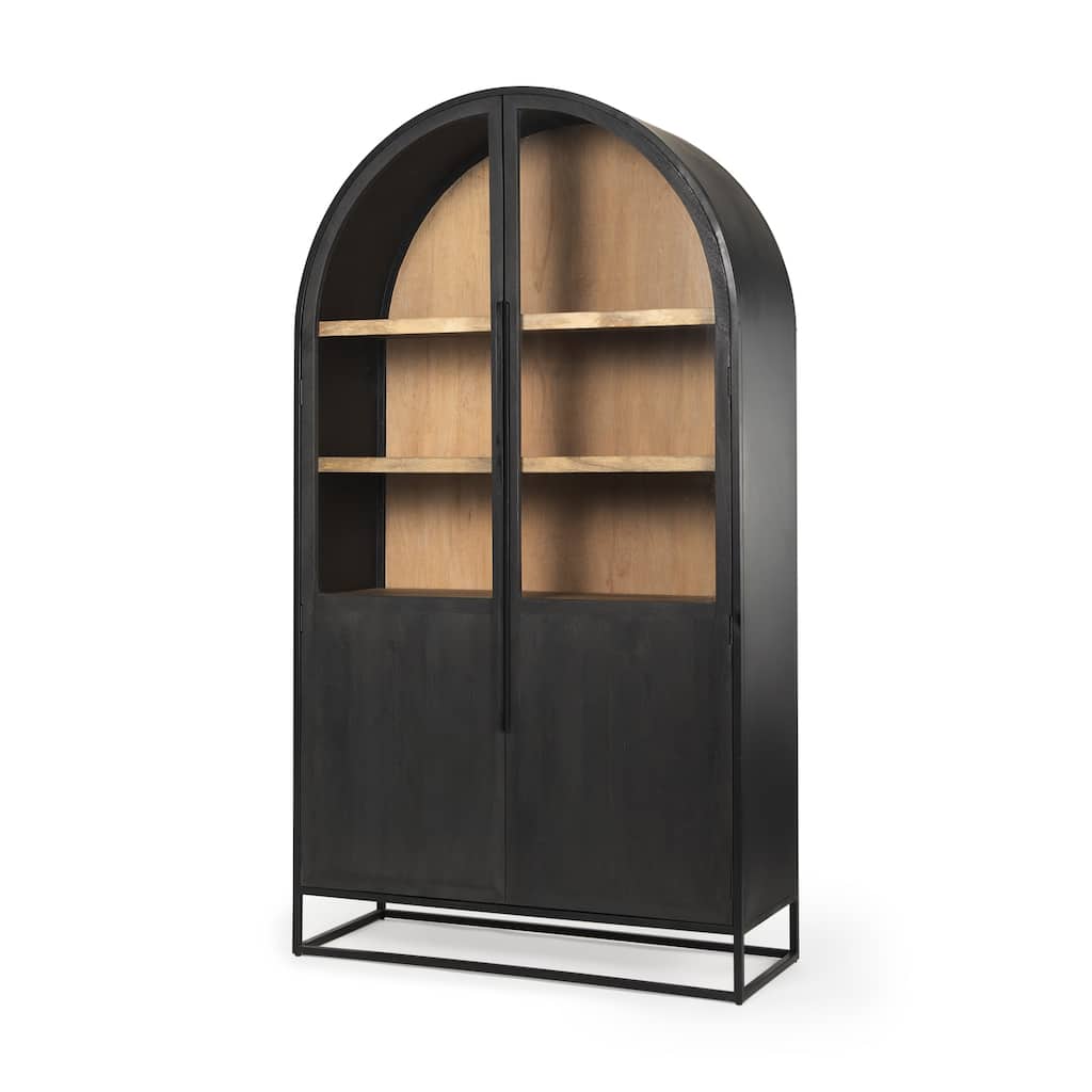 Sloan Dark Solid Wood With Black Metal Frame Arch Cabinet - 47.5L x 18.0W x 85.5H