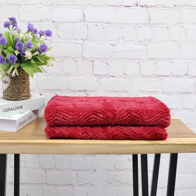 Herringbone FauxFur Throw, 50" x 60"