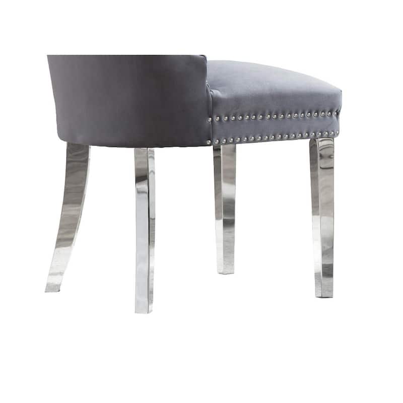 Best Quality Furniture 7-Piece Stainless Steel Nailhead Trim Dining Set