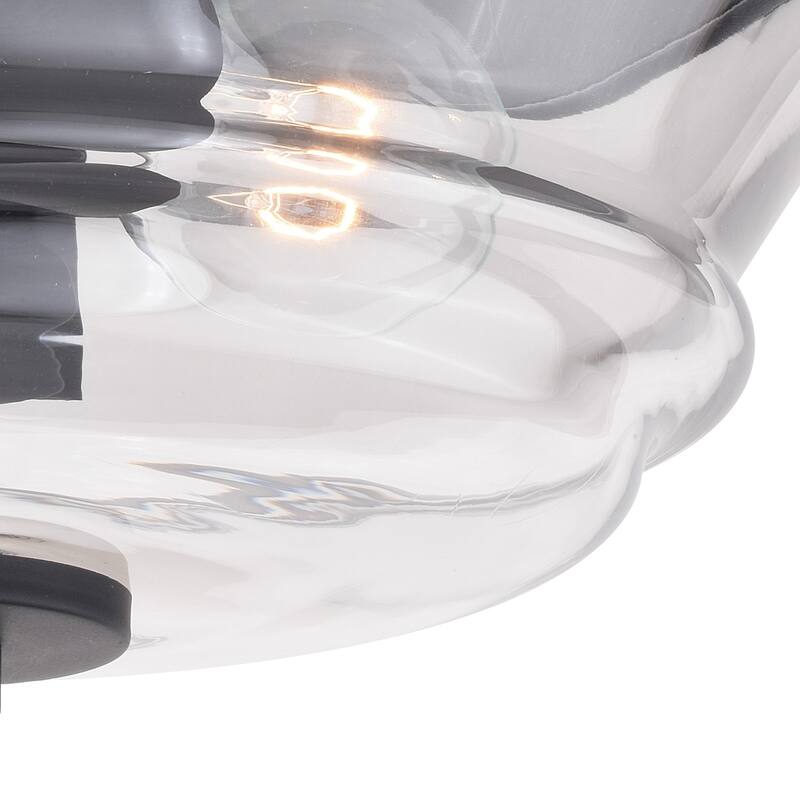 Flush Mount Ceiling Light - Black Metal & Clear Glass - Modern Farmhouse Lighting - 6.5