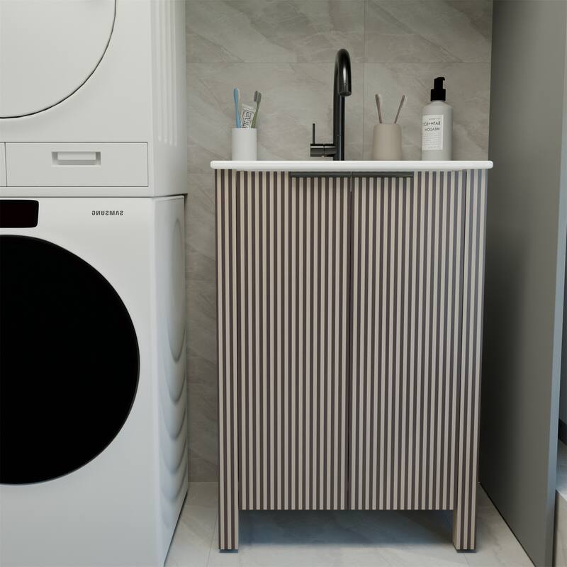 30" Modern Floor Stand Bathroom Vanity Combo - Brown