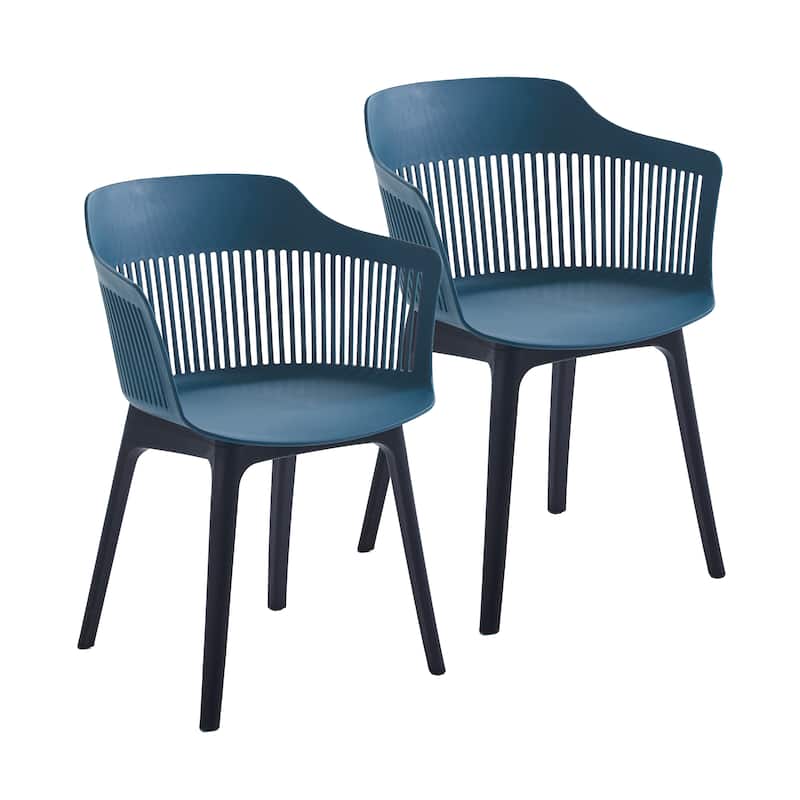Porthos Home Palmer Dining Chairs Set of 2, Plastic Shell And Legs - Blue