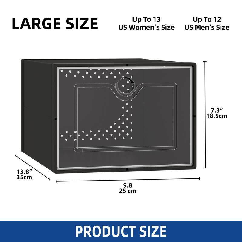 Moasis Shoe Organizer Box, 12/18/24 PCS Medium/ Large Shoe Storage Stackable Shoe Box Rack Containers Drawers