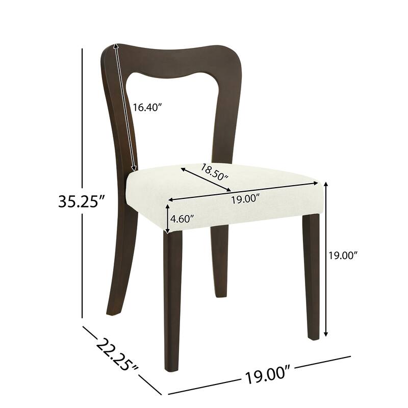 Set of 2 Modern Dining Chairs with Rubberwood Frame and Upholstered Seats - Open Back Armless Design