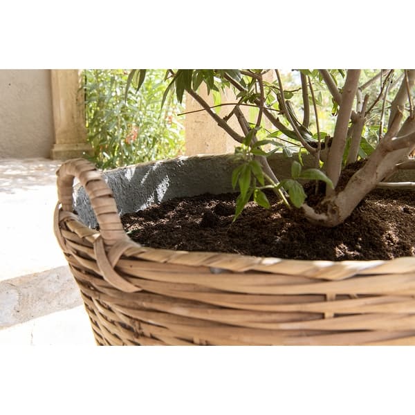 Pottery Pots Round Bamboo Cement/Bamboo Indoor Outdoor Mano Planter w/  Handle, Modern Bamboo Garden Decor - Bed Bath & Beyond - 39256622