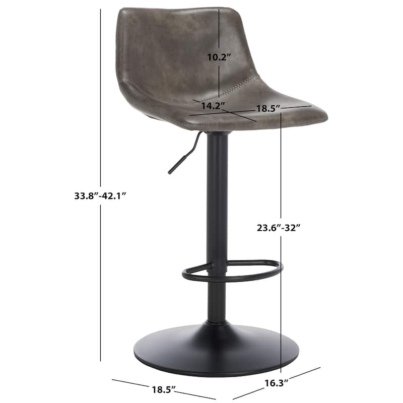 SAFAVIEH Aelin 32-inch Adjustable Bar Stool - 16"W x 19"D x 42"H