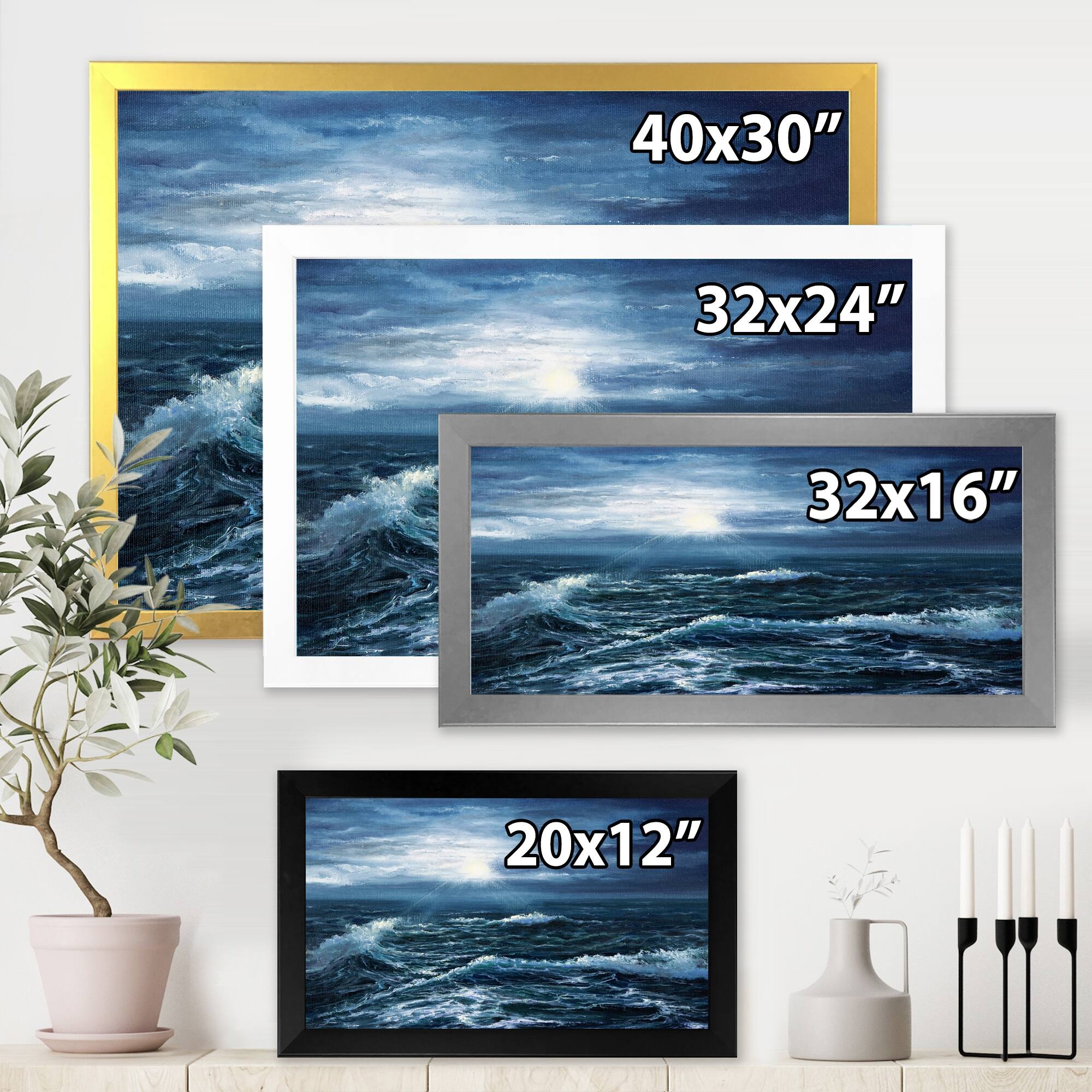 Designart "Sunshine Through The Ocean Waves" Nautical & Coastal Framed