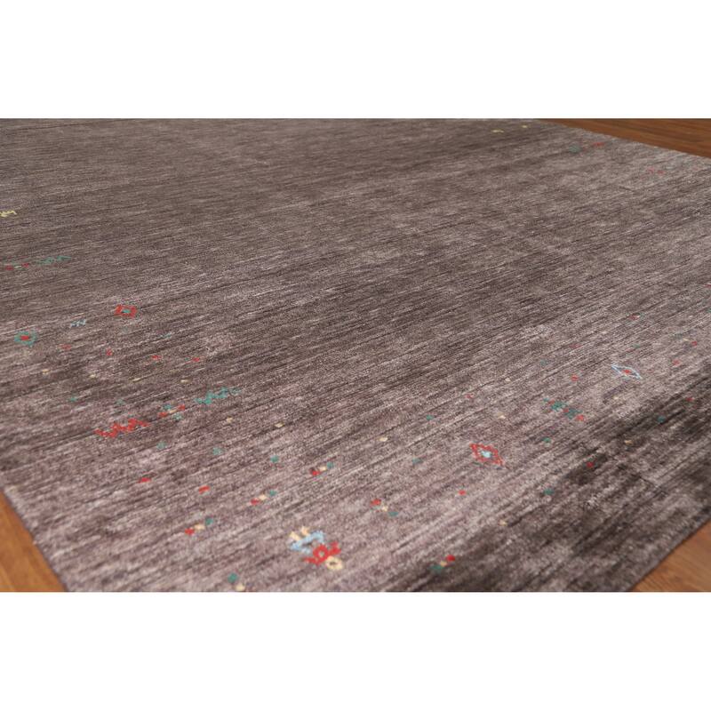 Hand Knotted Oriental 100% Wool Carpet Tribal Tribal Brown Gabbeh Area Rug - 9' 11'' X 7' 11''