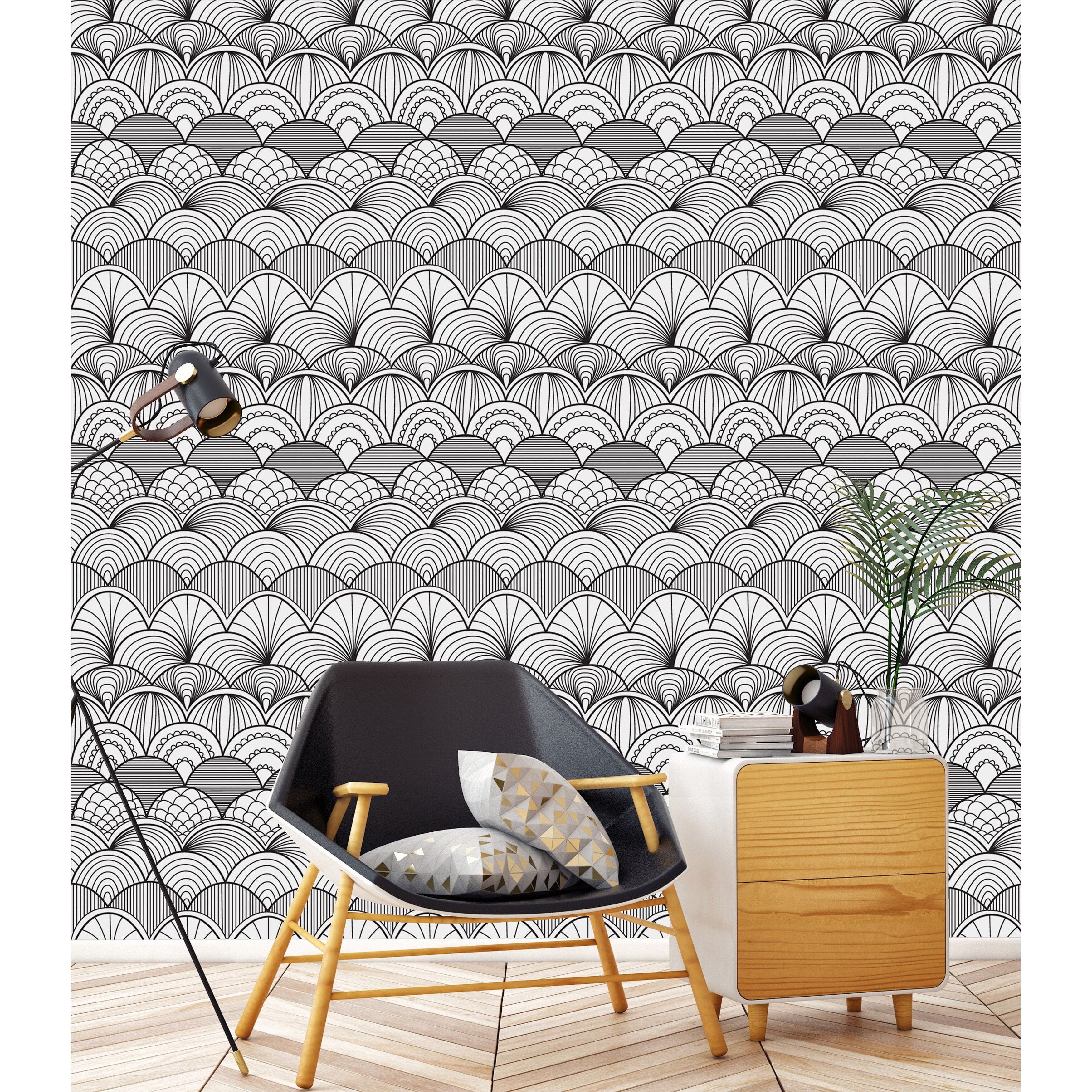 art deco black and white wallpaper