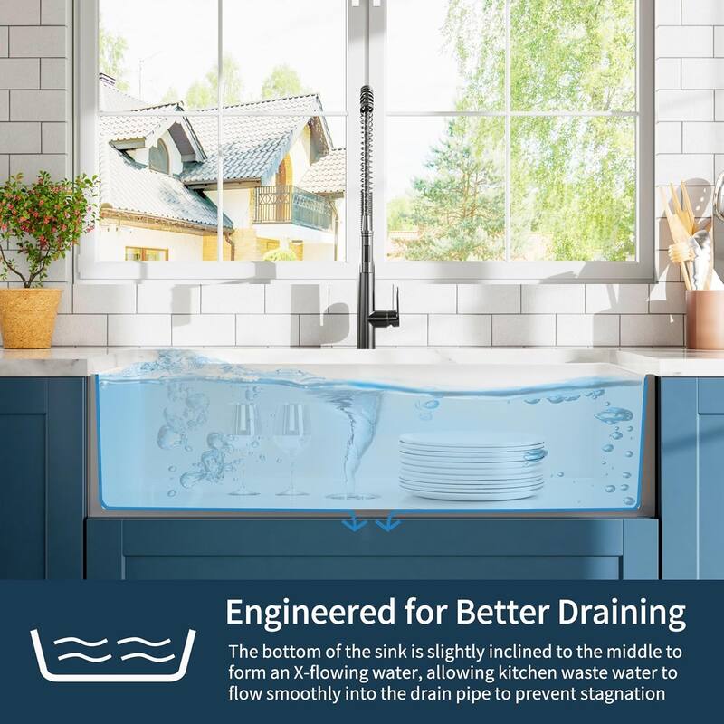 33 inch Sink, Fireclay Kitchen Sinks Farmhouse Ceramic Porcelain Single Bowl Deep Large Capacity Kitchen Sink