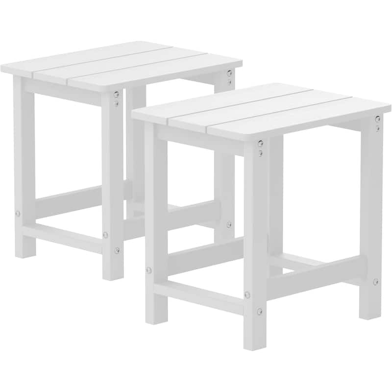 WINSOON Outside Adirondack Square Side Table, Weather Resistant Patio Tables Set Of 2 - White