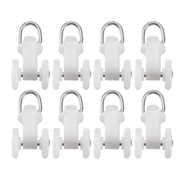 Curtain Track Rollers Plastic Twin Wheeled Carriers 11.5mm Dia 80 Pcs - White