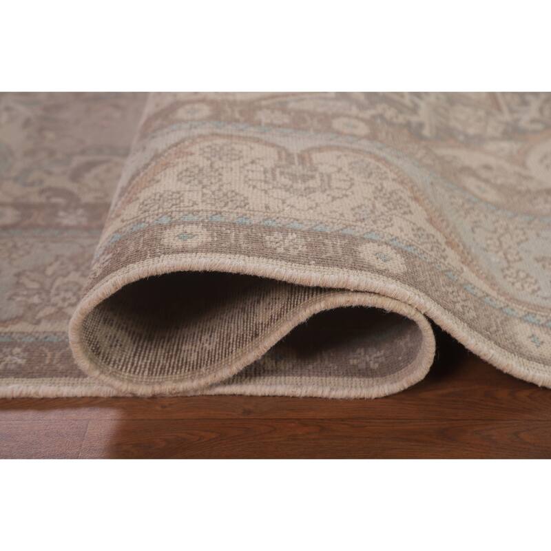 Grey Distressed Tabriz Persian Antique Rug Hand-knotted Wool Carpet - 6'5" x 9'4"