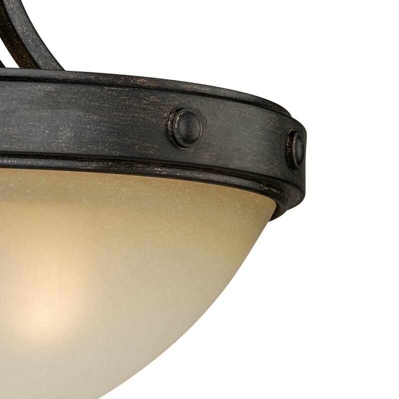 Bowl Flush Mount Ceiling Light - Bronze Finish, Cream Glass Shade - 14.5 Inch Wide - 12