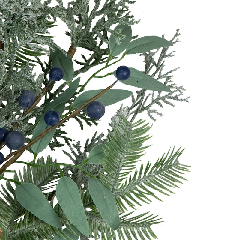Frosted Green Mixed Foliage and Blueberries Artificial Christmas Wreath 26-Inch Unlit - 26"