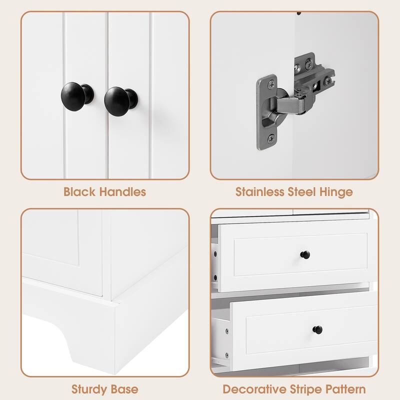 Classic Bathroom Storage Cabinet with 2 Doors & 4 Drawers — Elegant & Versatile