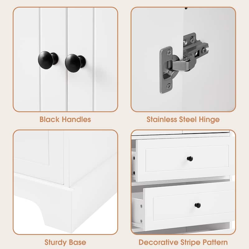Tall Storage Cabinet with Doors and Drawers for Bathroom/Office