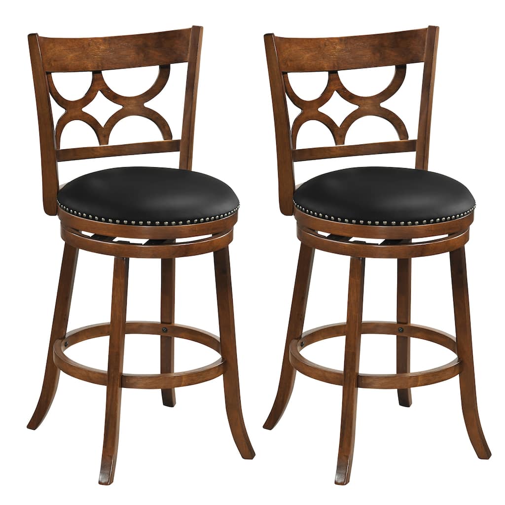 Gymax 31'' Bar Height Stools Set of 2 w/Rubber Wood Frame Upholstered