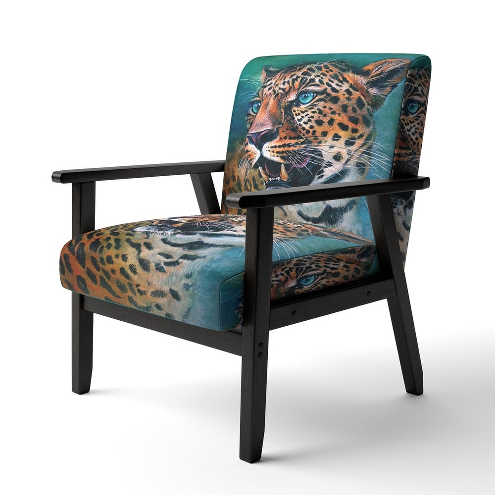 Designart "Artistic Colorful Painting Of Leopard" Upholstered Traditional Accent Chair and Arm Chair
