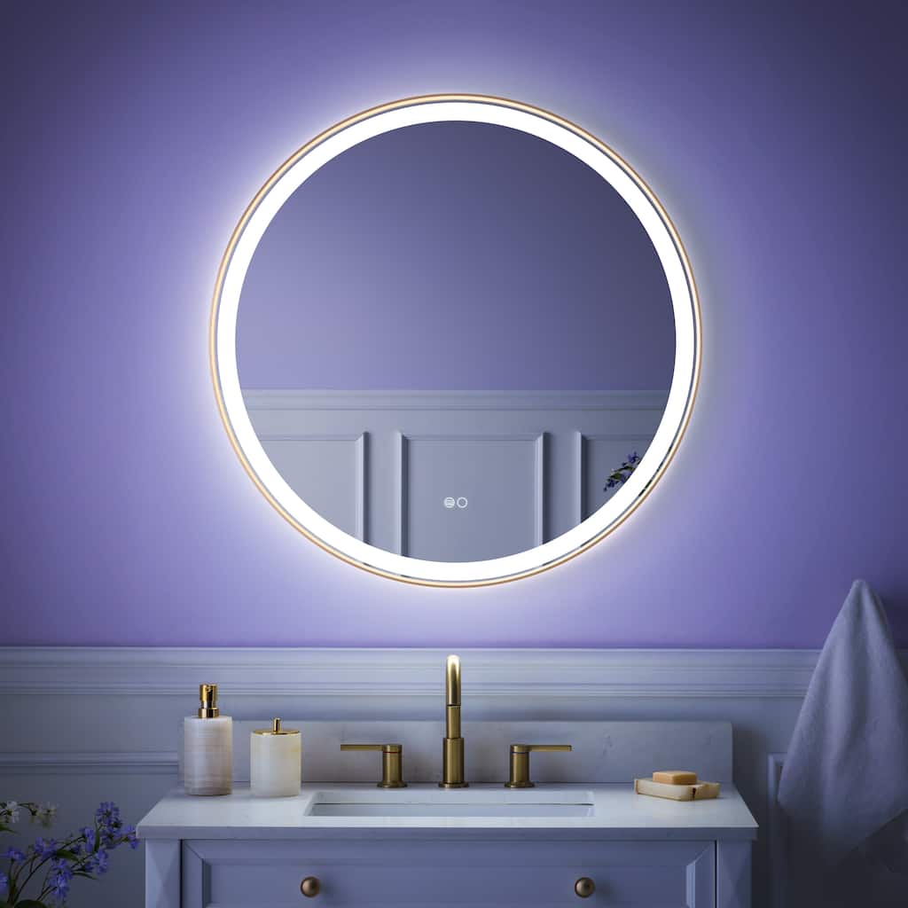 Wall Mounted Bathroom Framed LED Mirror With Anti- Fog,Memory Function And Dimmable Light Touch Sensor