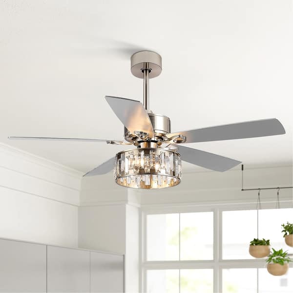 52 Inch Satin Nickel Ceiling Fan with Light Kit and Remote Included(5