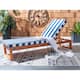 SAFAVIEH Outdoor Solano Sun Lounger with Cushion - 24.8" W x 80.9" L x 37.4" H - Natural/Navy
