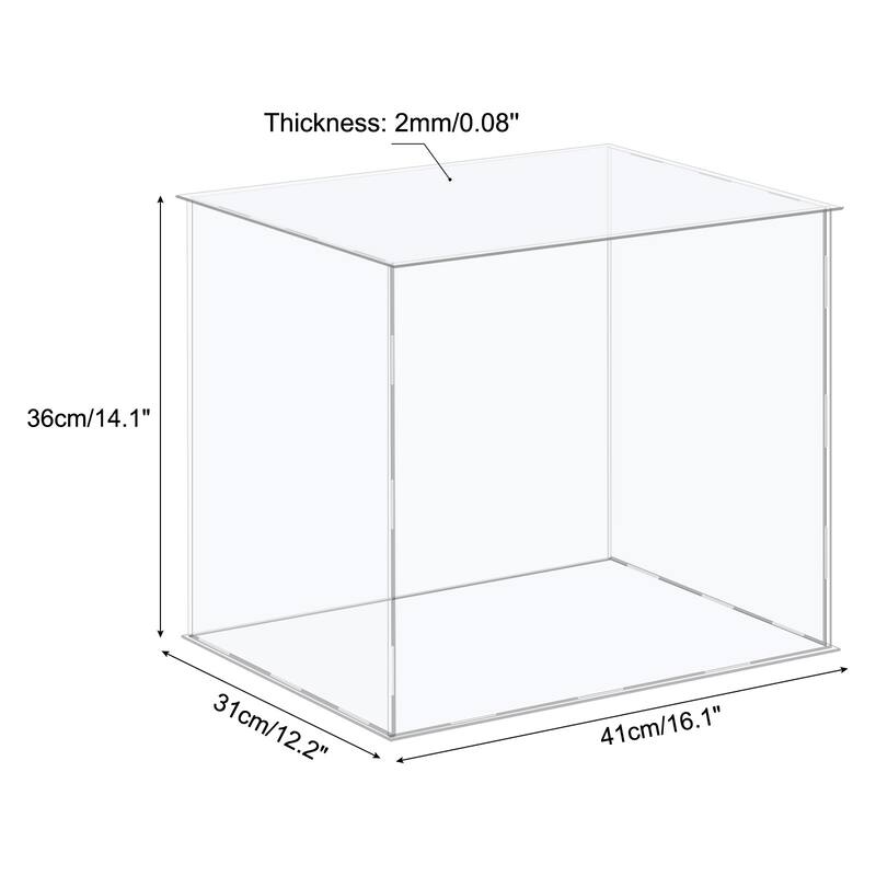 Acrylic Display Case Plastic Cube Storage Box Clear Assemble Showcase - 16.1x12.2x14.1 Inch