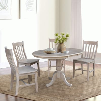 36" Round Extension Dining Table With 4 Cafe Chairs