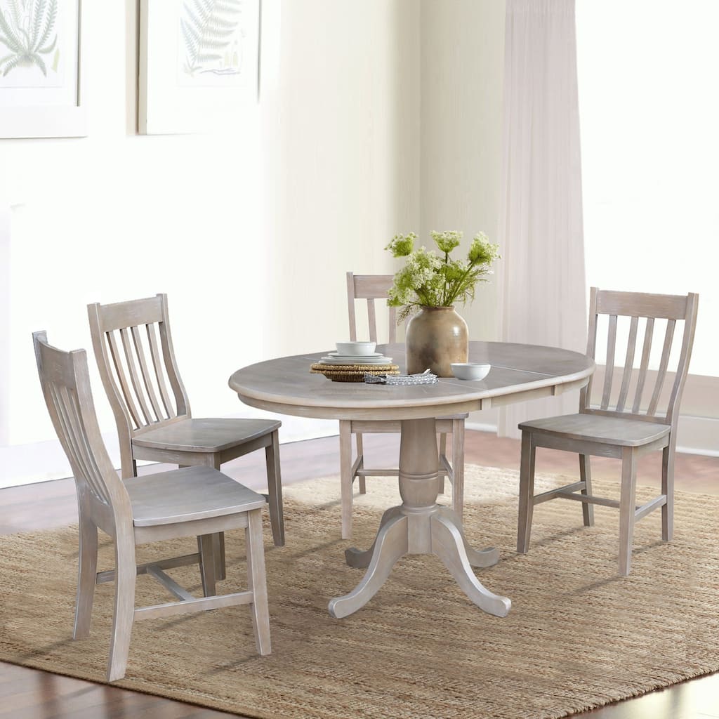 36" Round Extension Dining Table With 4 Cafe Chairs