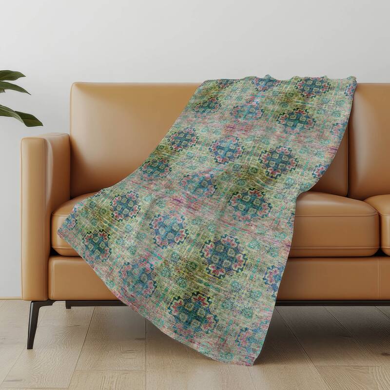 Premium Machine Washable Boho Imprints Sherpa Throw Blanket