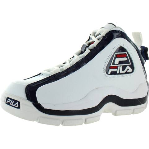 Shop Fila Mens 96 Basketball Shoes Leather Logo White Fila Navy