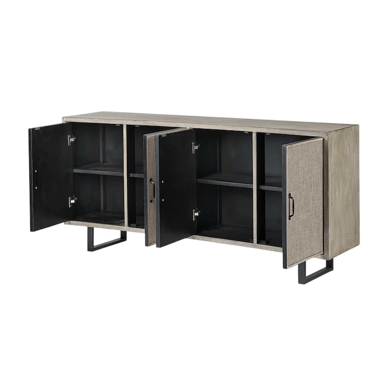 HomeRoots 68" Light Brown Solid Wood Sideboard with Four Doors - 15.5' X '31.5' X '68