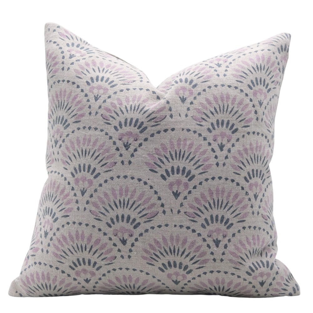 Fabdivine Handmade Block Print Home Decor Cushion Cover Thick Linen for Gift or Fall Pink Floral Pillowcase, Shubhaarambh