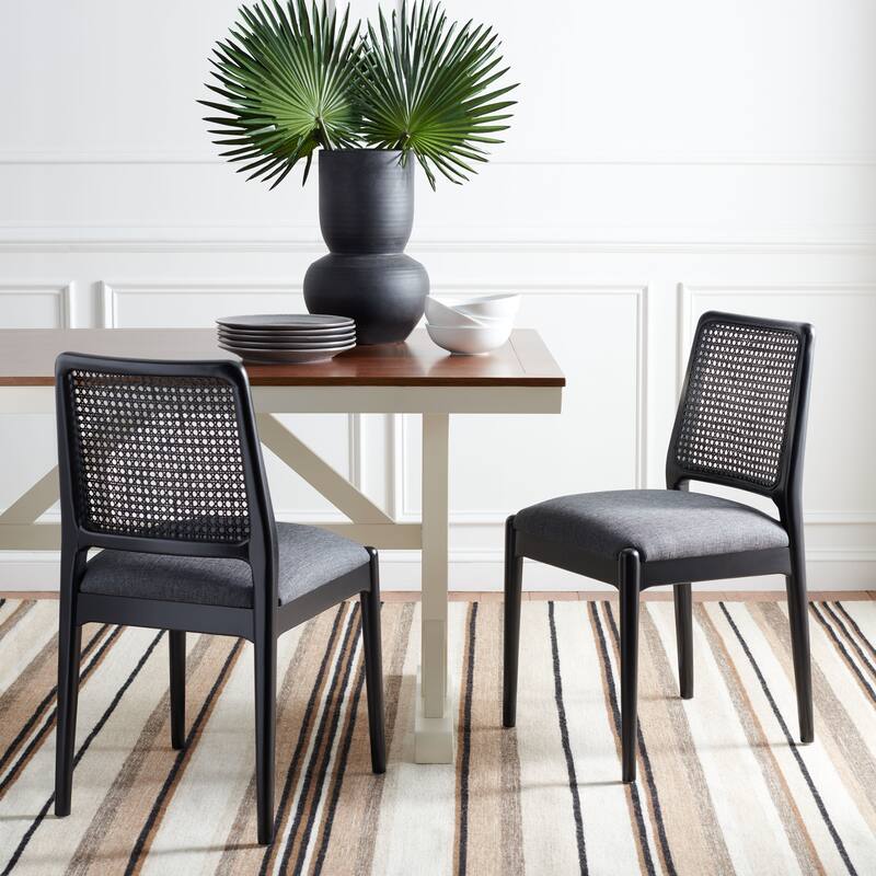 SAFAVIEH Reinhardt Rattan Cushion Dining Chair (Set of 2) - 19" W x 17.5" L x 32" H