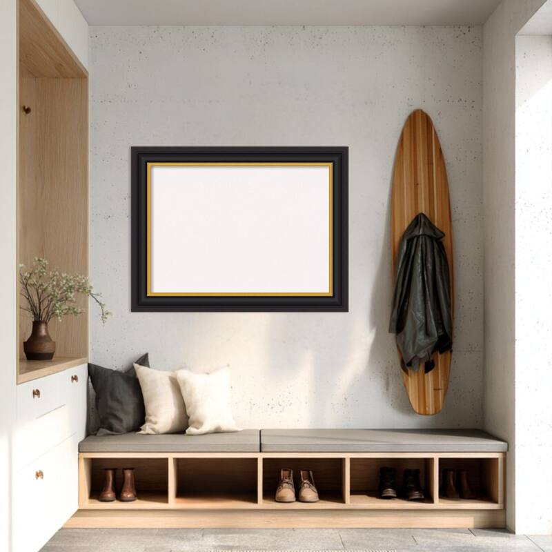Sierra Black Brown Wood Framed Cork Board - Bulletin Board, Organization Board, Pin Board