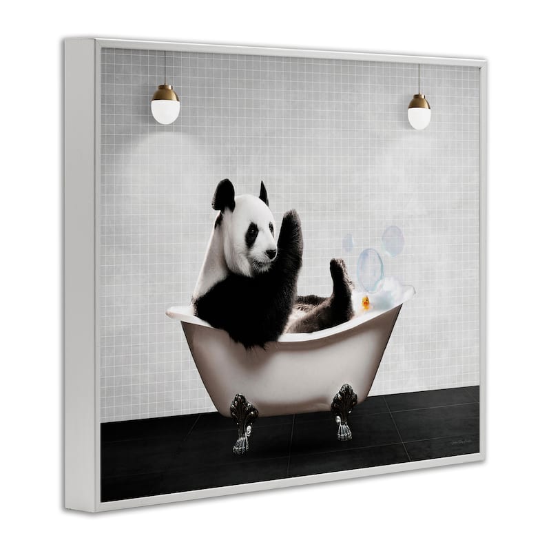 Stupell Panda in Modern Bubble Bath Framed Giclee Art Design By Seven Trees Design
