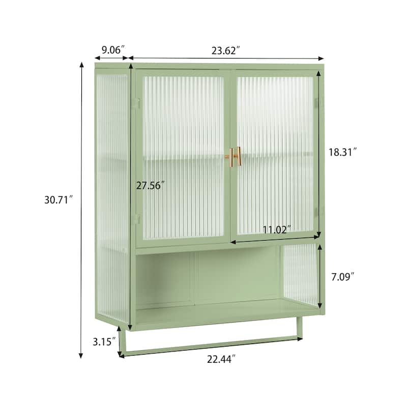 Wall Cabinet with Featuring Two-tier Enclosed Storage,an Open Shelf,and ...